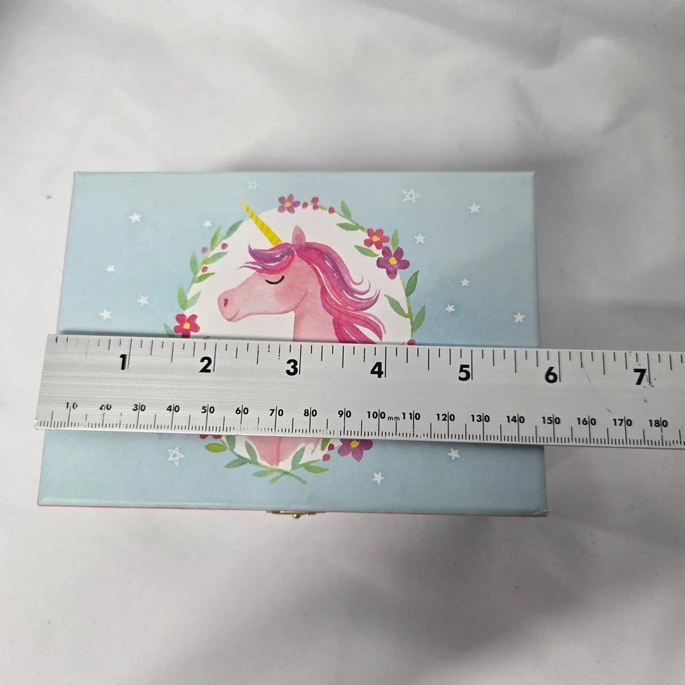 Jewelkeeper Musical Jewelry Box Girls Small Blue Unicorn Rainbow Wind Up Music